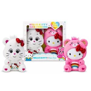 Hello Kitty and Friends Care Bears Plush Set Cheer Bear Hello Kitty Rainbow NWT